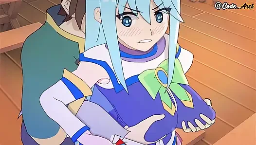 Aqua challenges kazuma and gets fucked