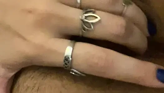She loves to touch her big pussy while teasing you to cum too.