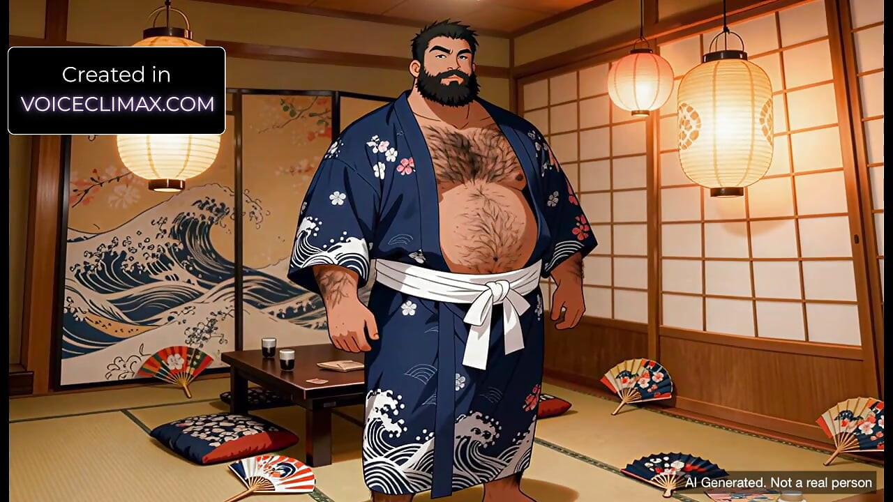 Bara Animation - Bear Takeshi in Japanese clothes - Yaoi JOI Erotic audio for Men