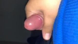 Jacking off cock with cumshot
