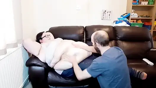 SSBBW goddess belly worshipped by slave