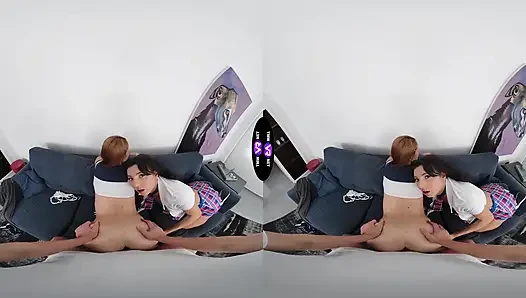 Mini Mitzi Invites Lucianna Luci For Threesome Striptease And Double Blowjob Fun - TmwVRnet