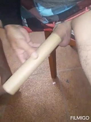 My cock in a paper towel roll my cock is so horny i love it