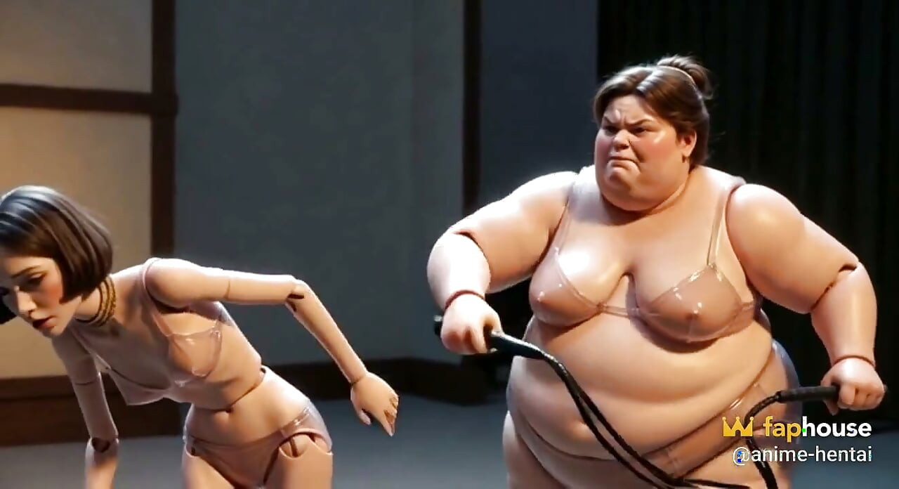 Fat Mistress Whips Bound Skinny Slave - Body Contrast Humiliation