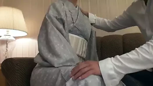 Wrapped in Elegant Kimono, She Submits with a Smile, Begging Sweetly for More.