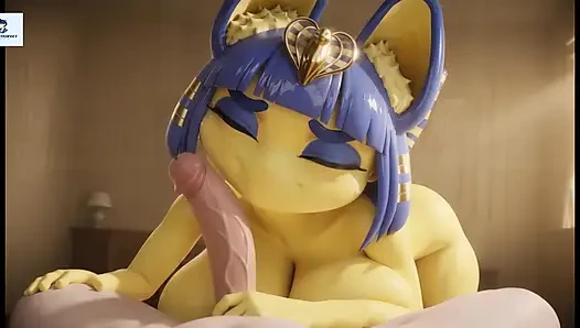 Ankha animal crossing anal blowjob titjob footjob