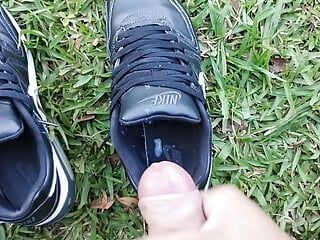 cumming on my nike air max command sneakers in the camp forest