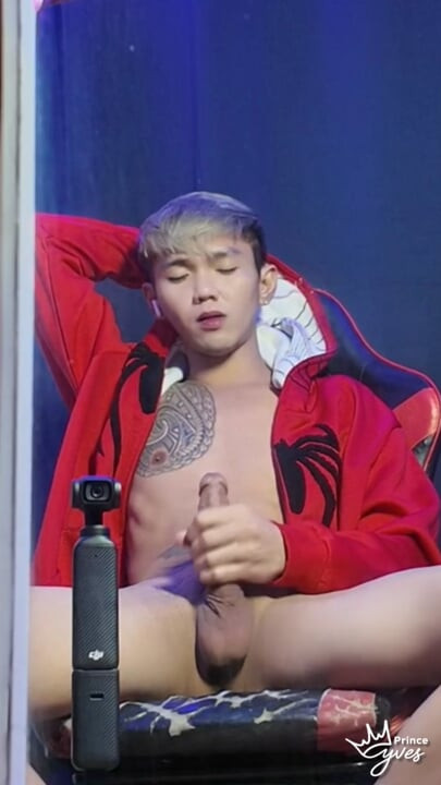 Inked Boy in a Spidey Hodi Masturbating