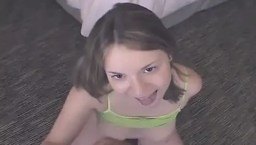 Hot teen takes deep a massive cock to a mouth cumshot
