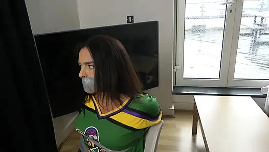 Latina in: Hockey Team Member Taped up to a Chair and Tape Gagged! (4k)