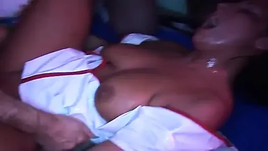 Brunette Babe Deepthroats Throbbing Cock with Dripping Spit