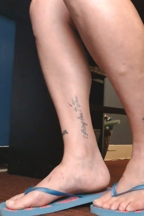 Pretty Blue Flip Flops Foot Fetish