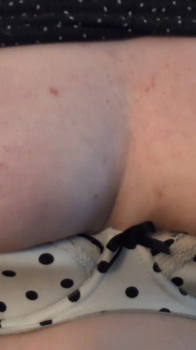 Fat amab NB plays with her titties in bra | Clip 1