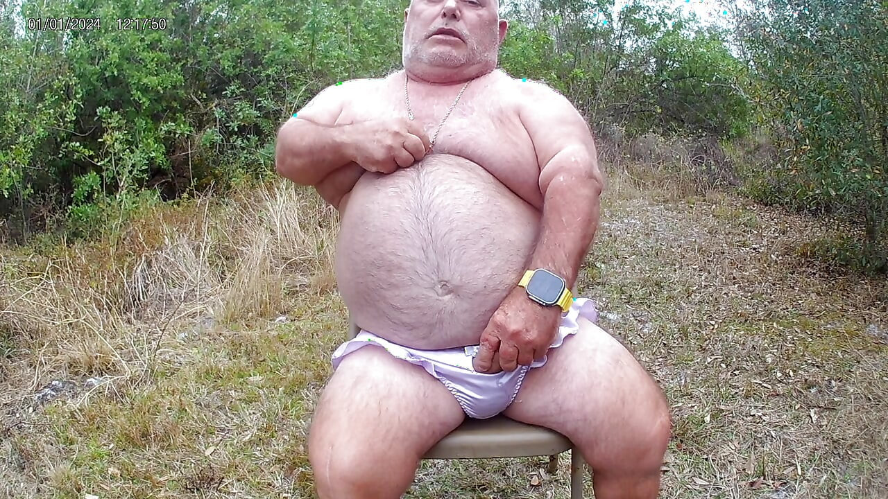 Edging wearing panties, edging my cock in the woods again.