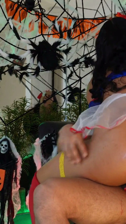 hallowen party gets out of control the queen of anal squirt is fucked y a masked man | Clip 3