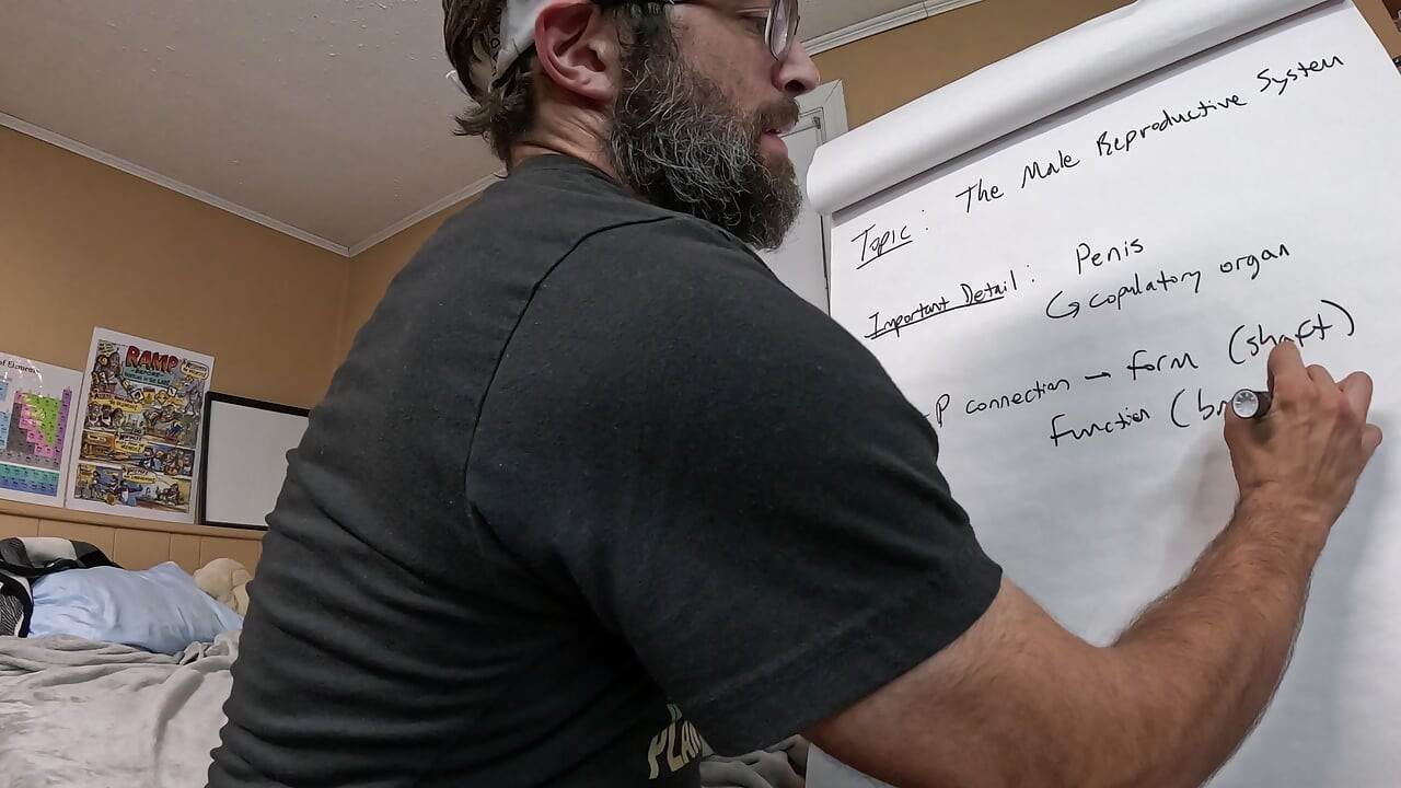 Anatomie-lektionsvideo wird zu einer versehentlichen demonstration von männlichem orgasmus