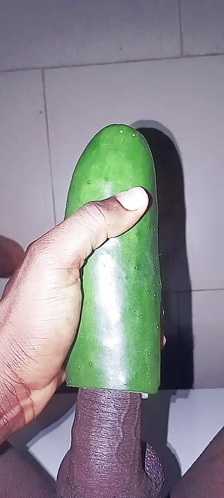 Black dick fuck a cucumber cum