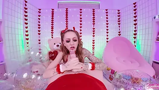 Geile rothaarige kendra cole gibt einen schlampigen valentines blowjob