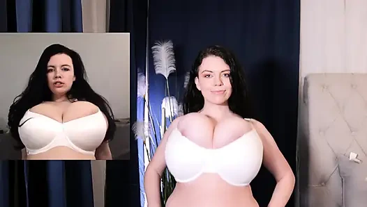 Schöne lilith, eingeölte brustanbetung, größenvergleich