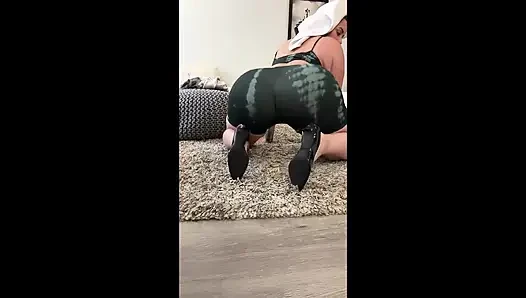 Cuban Femdom Goddess Workout: Sweaty Tits Spill Out Sports Bra, Running in Heels, 2 Outfit Changes & Hot Shower Tease