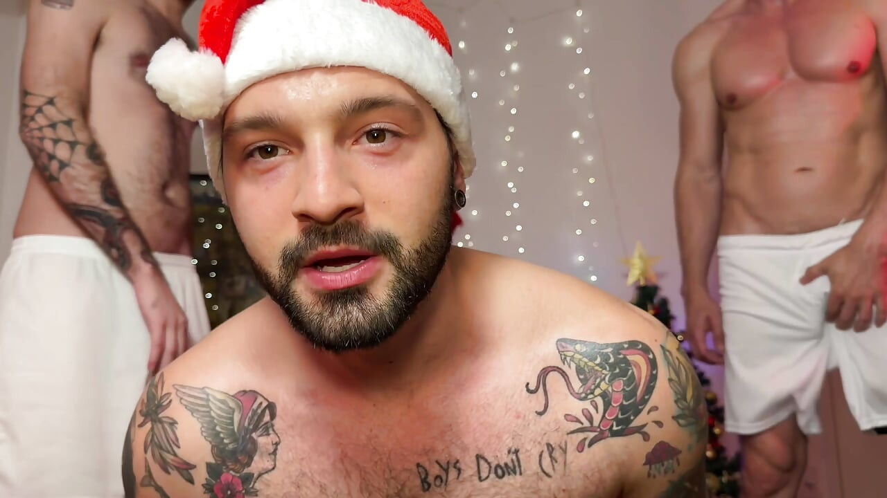 Christmas Gangbang: 3 Massive Cocks, 1 Hungry Hole (part 1)
