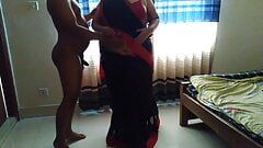 55y old hot tamil aunty wearing saree blouse indoors while going to market then neighbor gets seduces & fucks her & cum