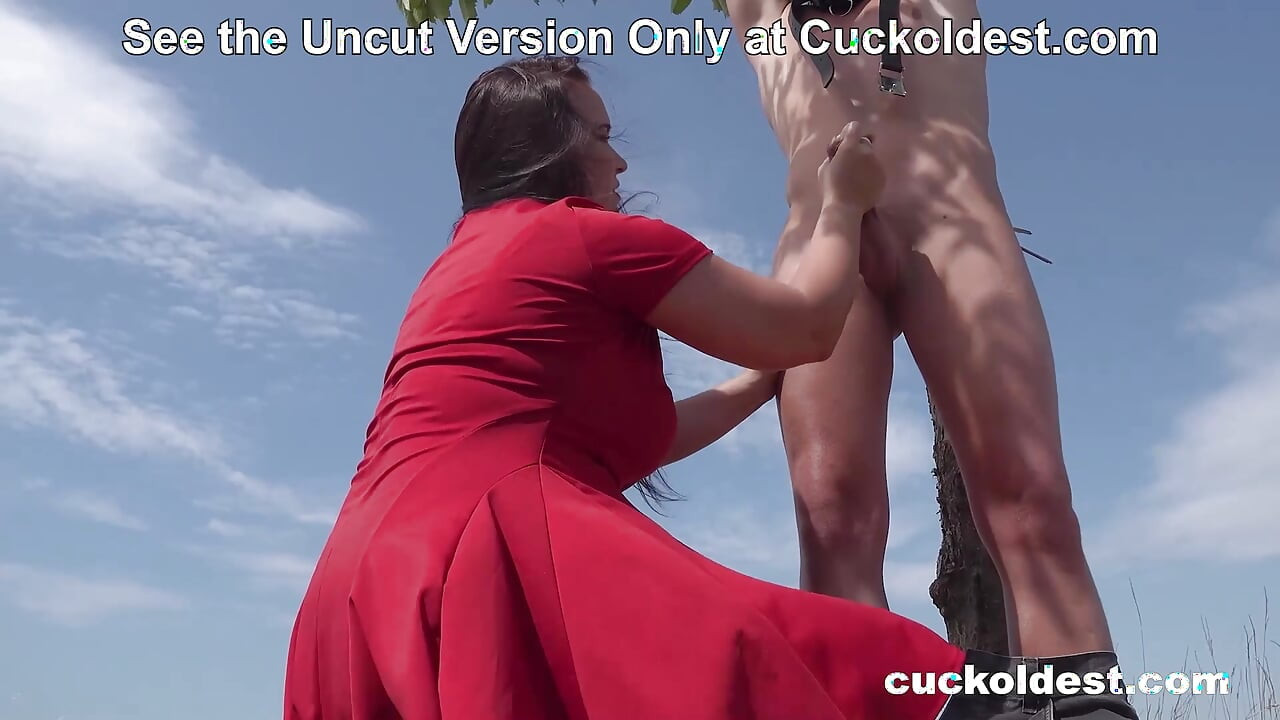 Husband Ties Housewife to a Tree so he can Fuck her with Masked Friend at Cuckoldest
