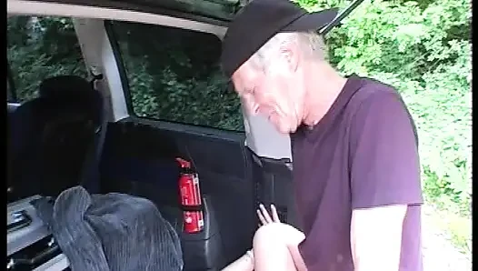 Perfcet blonde German doll fucked in the trunk of her car in the woods