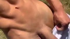 Handsome gym guy shows cock and masturbates