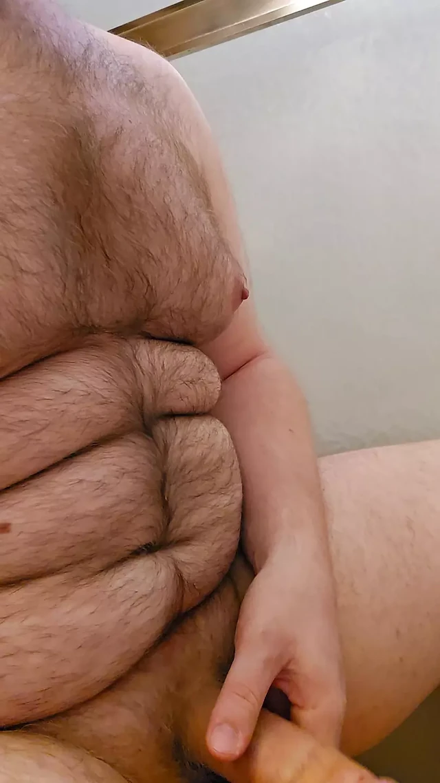 Stroking my white cock in the bathroom