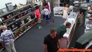 Fooled pawnshop customer being spitroasted