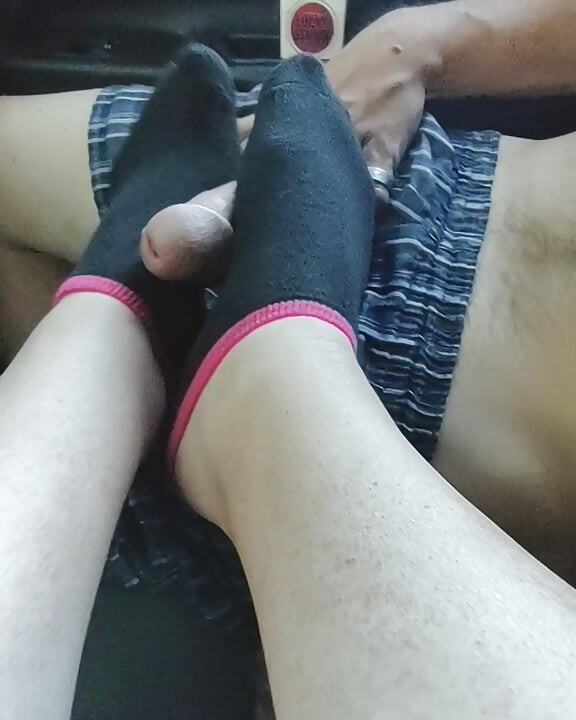 Public Footjob Sockjob With Black Girls' Ankle Socks - Cum On Socks