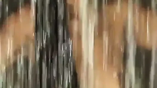 Black cock sucking dildo playing...cum on tits