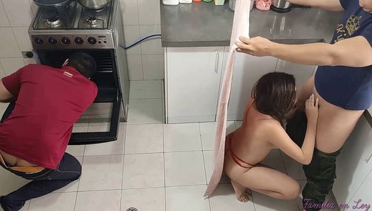 Good Stepmom and Bad Wife My Stepmom Seduces Me to Fuck Her in the Kitchen while my Dad is Fixing the Kitchen NTR