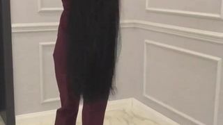 long hair and high heels