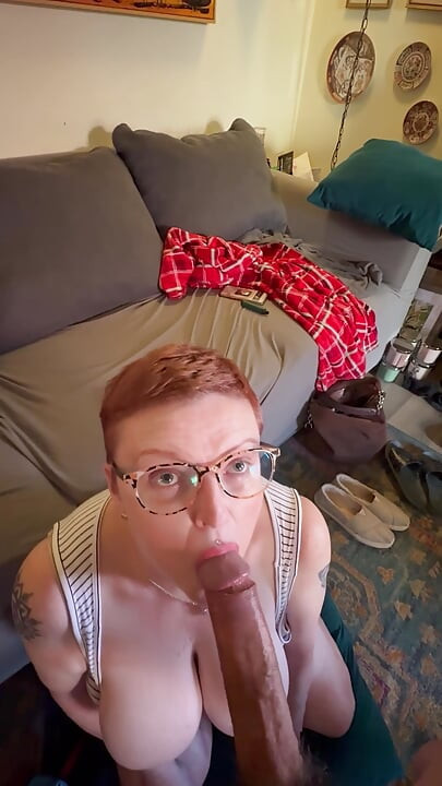 Redhead stepmom sucks step sons Monster Cock