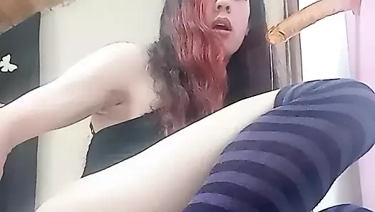 Banci dildo dikongkek dua hala dan pancutan mani