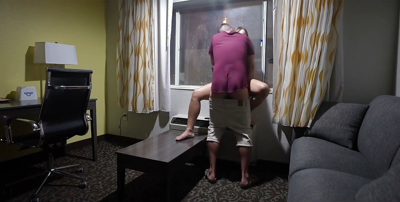 Pregnant Sex with Door and Window Open at Hotel