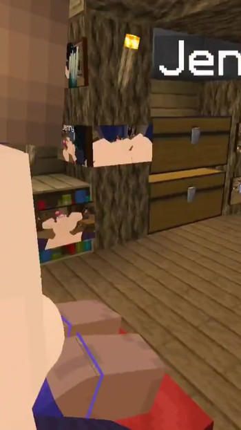 Iconic moment from "Minecraft Jenny Mod Fapcraft Jenny and Zoey are here to fuck and have a threesome"