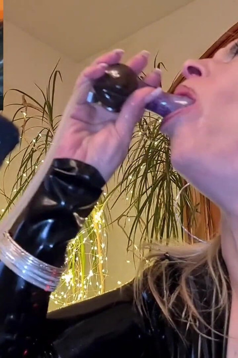 Slut-Orgasma Celeste throating my canine and my equine cock