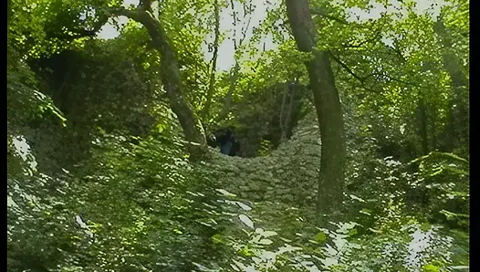 Busty Redhead Rides Thick Cock Deep in Forest