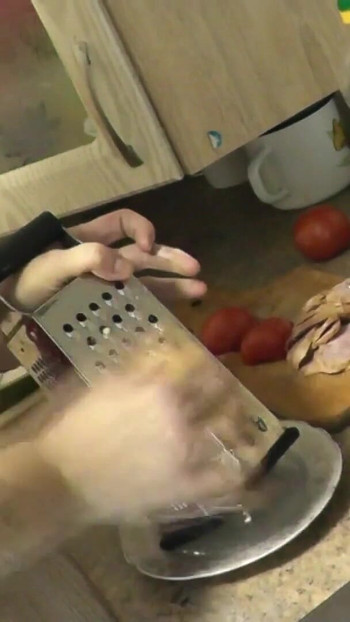 Powerful moment from "Sexy MILF continues cooking in kitchen naked without panties and bra in red transparent negligee. Big"