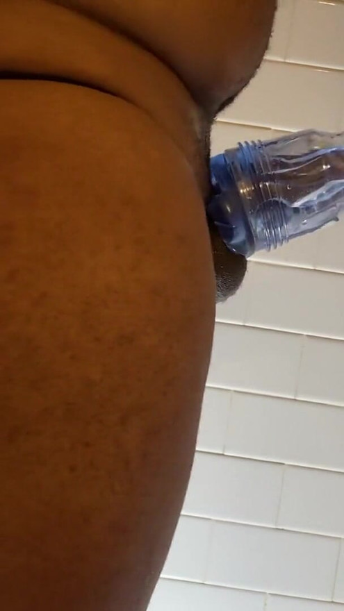 Black Man Humps Fleshlight to Moaning Cumshot with Cock Ring on and Prostate Toy Inserted | Clip 1