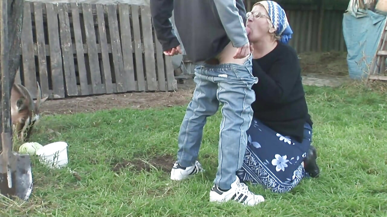Big ass granny likes cum on tits and outdoor fuck