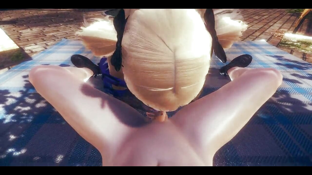 Genshin Impact hentai - mamada fischl en primer plano y semen en su cara - japonés manga anime game porno