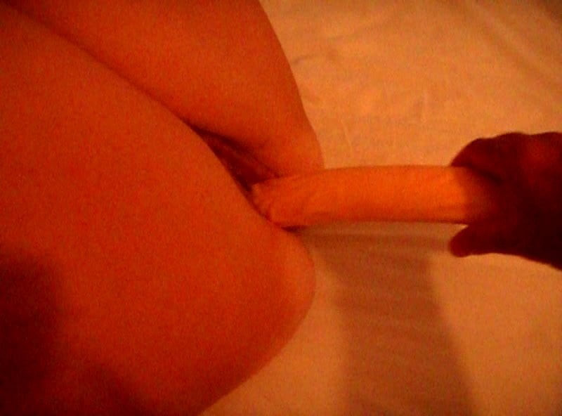 wife mastrubate with long dildo, cucumber, and carot