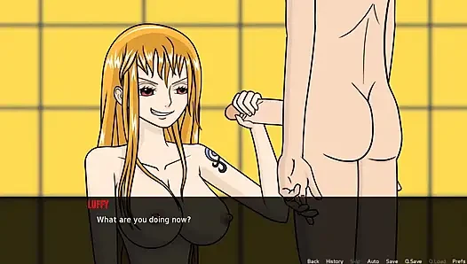 One Slice of Lust - One Piece - V1.6 Part 4 Nami Gives Rubber Handjob by...