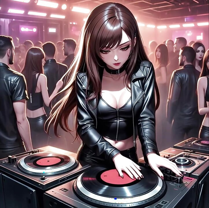 Anime seksi DJ Synthwave retrowave elektro AI