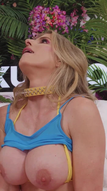 Emotional moment from "Blonde MILF Cory Chase Rides Nade Nasty's Big Dick & Takes A Facial!"
