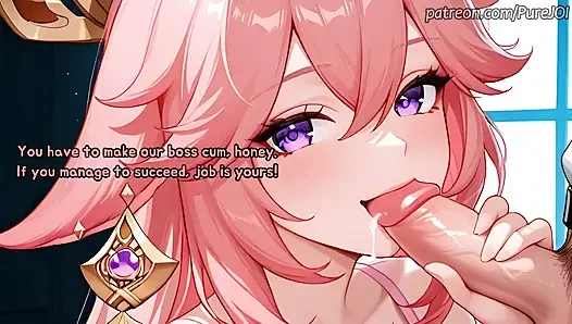 Pass 5 interviews with Genshin Impact girls to get a job (Sex JOI)
